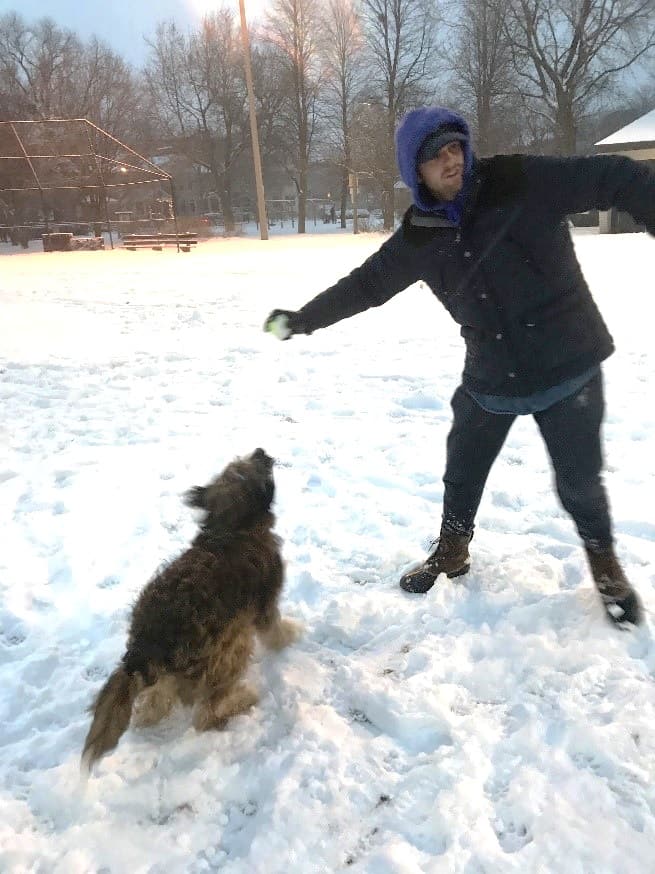 Leon and Jack Leon and Jack playing in snow